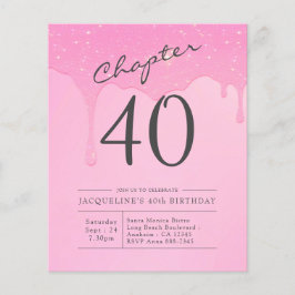 Budget 40. Geburtstag Pink Gray Einladung Flyer
