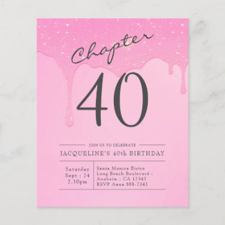 Budget 40. Geburtstag Pink Gray Einladung Flyer