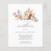 BUDGET 40. Geburtstag Pumpkin Fall Blume laden ein (Vorderseite)