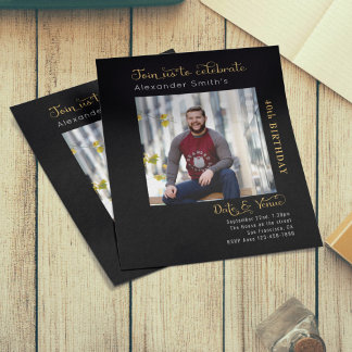 Budget 40. Geburtstag Schwarze Einladung Flyer