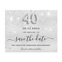 Budget 40. Geburtstag Silber Glitzer Save the Date