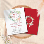 Budget 40 Jahre Jubiläum Überraschung Party Einlad<br><div class="desc">Dieses schicke botanische Überraschungsjubiläum-Party mit einer zarten Aquarellgarage und einer 40-jährigen Einladung zum Hochzeitstag kann mit Ihren speziellen Informationen zum Ruby-Jubiläum personalisiert werden. Auf der Rückseite befindet sich eine passende Blumengarage,  in der das Jubiläum in elegantem weißem Text auf rubinfarbenem Hintergrund dargestellt wird. Entwickelt von Thisisnotme©</div>