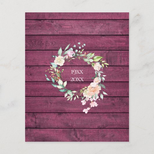 Budget 40 Jubiläum Rustic Ruby Wood Einladung (Rückseite)