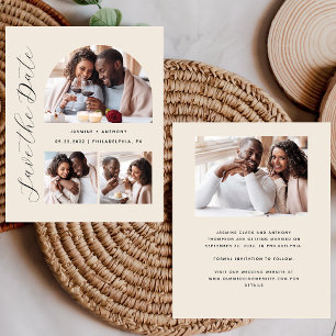 Budget 4-Foto-Bogen Beige Save the Date