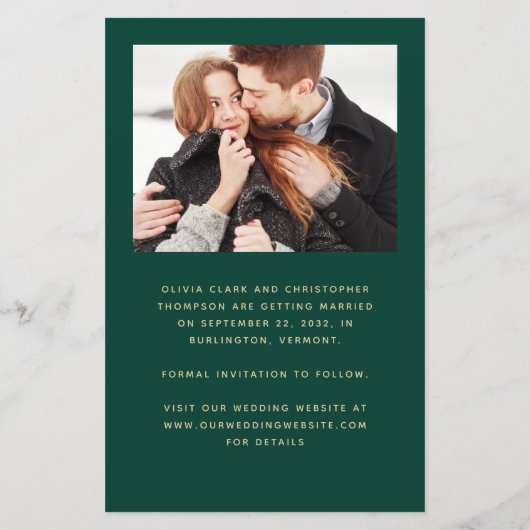 Budget 4-Foto Collage Green Save the Date (Rückseite)