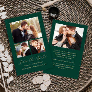 Budget 4-Foto-Collage Grün Save the Date