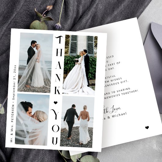 Budget 4 Foto Collage Hochzeit danke Karte
