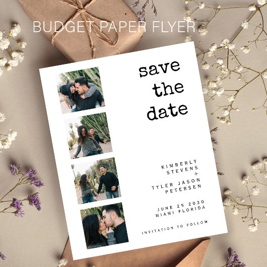 Budget 4 Foto Collage Hochzeit speichern Sie das D Flyer