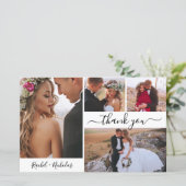 Budget 4 Foto Collage Wedding Danke Karte (Stehend Vorderseite)