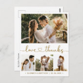 Budget 4 Foto Collage Wedding Danke Postcard Postkarte (Vorne/Hinten)