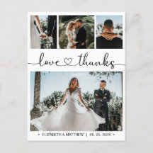 Budget 4 Foto Collage Wedding Danke Postcard
