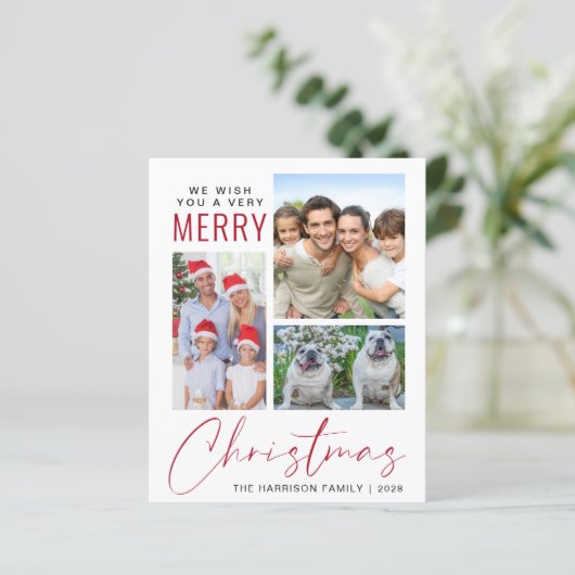 Budget 4 Foto Frohe Weihnachtskarte (Stehend Vorderseite)