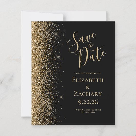 Budget 4 Foto Gold Glitzer Save the Date (Vorderseite)