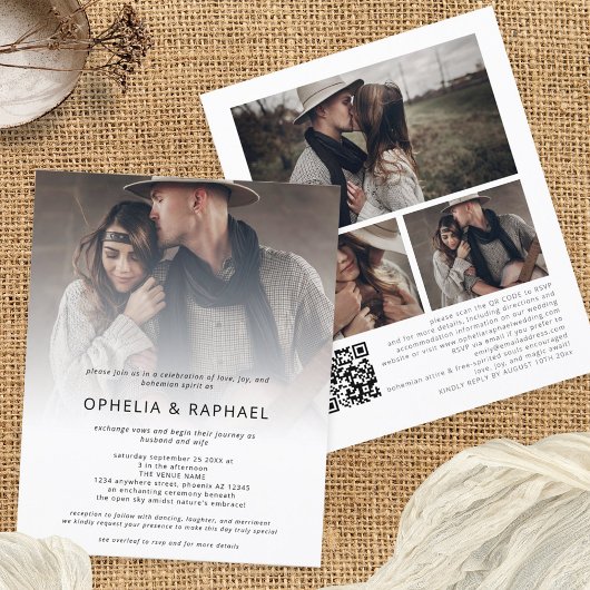 Budget 4 Fotos Overlay QR Code Bohemisch Hochzeit