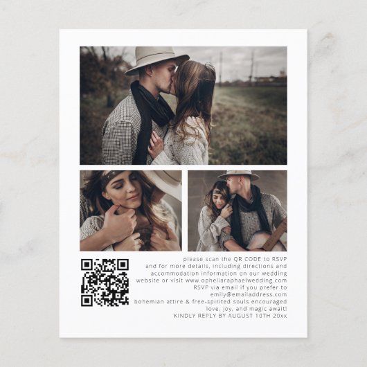 Budget 4 Fotos Overlay QR Code Bohemisch Hochzeit (Rückseite)