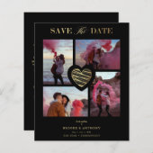 Budget 4 Fotos Schwarzes Collage HochzeitGold Herz (Vorne/Hinten)