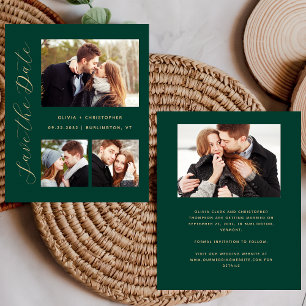 Budget 4 Fotos Smaragd-Gold Save-the-Date-Karte
