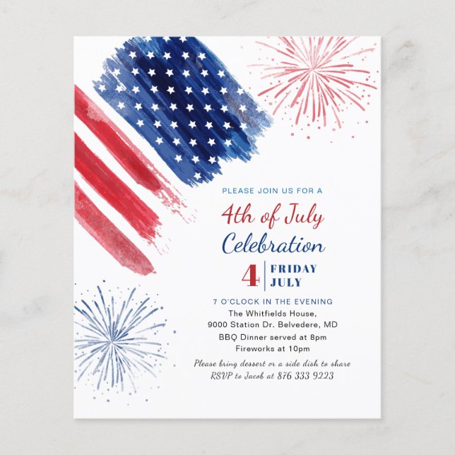 Budget 4. Juli Unabhängigkeitstag Rotes Blau (Vorderseite)