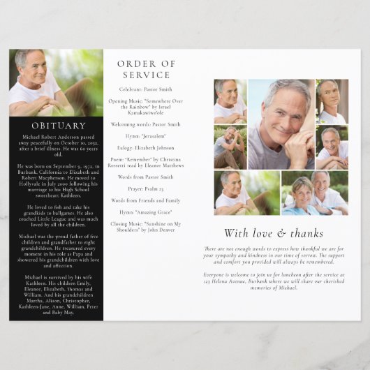 Budget 4-seitiges Marble Funeral Programm (Rückseite)