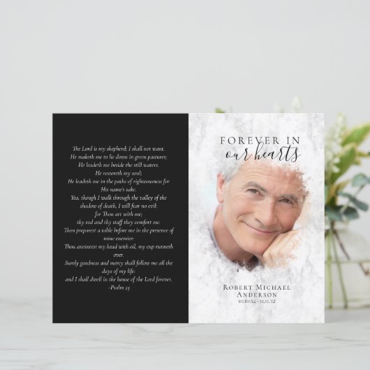 Budget 4-seitiges Marble Funeral Programm (Stehend Vorderseite)