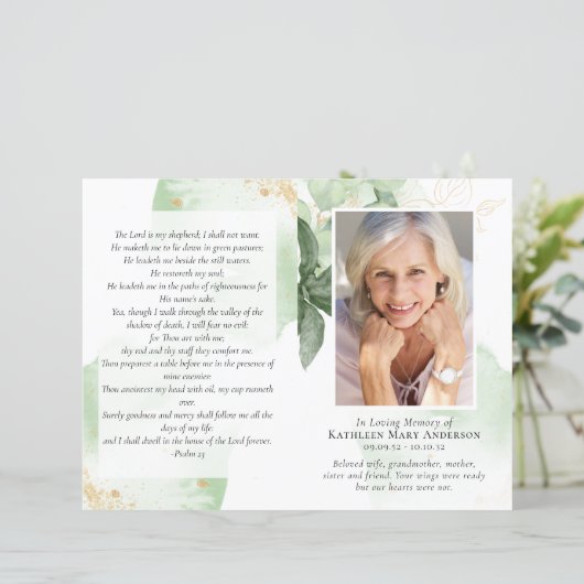 Budget 4-seitiges Programm zur Beerdigung von Grün (Stehend Vorderseite)