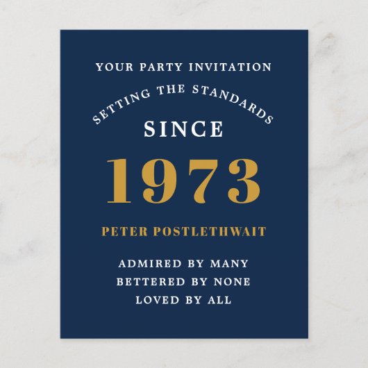 Budget 50. Geburtstag Einladung Black Gold 1973 Flyer (Vorne)