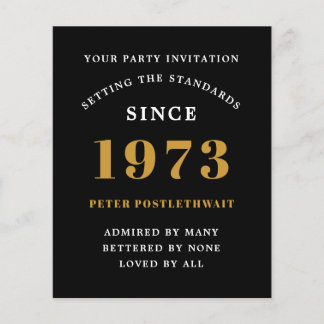 Budget 50. Geburtstag Einladung Black Gold 1973 Flyer