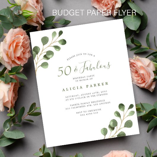 Budget 50. Geburtstag elegante Party Einladung Flyer