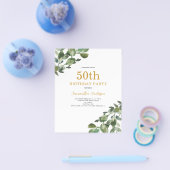 Budget 50. Geburtstag Eukalyptus Einladung Flyer (Einzeln)