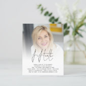 Budget 50. Geburtstag Foto Script-Party Einladung (Stehend Vorderseite)