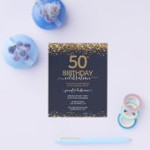 Budget 50. Geburtstag Glitzer Einladung Flyer (Einzeln)