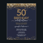 Budget 50. Geburtstag Glitzer Einladung Flyer<br><div class="desc">Eleganter Imitat Gold Glitzer mit schimmernden Konfetti Highlights auf der Ober- und Untergrenze. Alle Texte sind individuell einstellbar und lassen sich für Ihr eigenes Party leicht ändern. Großartiges elegantes 50. Geburtstagsgeschmacksdesign.</div>
