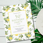Budget 50. Geburtstag Lemon Citrus Einladung<br><div class="desc">Budget 50. Geburtstag Party ZitronenZitrusmaus Einladung. Modernes,  trendiges sommerliches Aquarelllachs-Design. Einfach den Text ändern.</div>