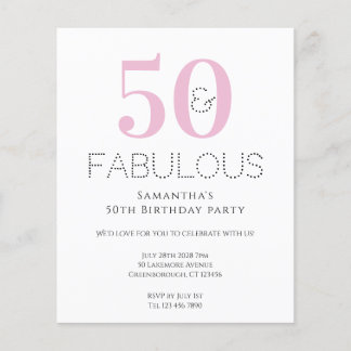 Budget 50. Geburtstag Moderne rosa Party Einladung Flyer