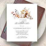 BUDGET 50. Geburtstag Pumpkin Fall Blume laden ein<br><div class="desc">Modernes und elegantes weißes Kürbis und Herbst Blume Blumendesign. Die weiche Aquarellpalette ist eine raffinierte Mischung aus weichem Rosa und dunkelgoldgelb und braun. Die Herbstlaube umgeben den weißen Kürbis für ein spezielles Herbstdisplay. Ideal für Ihre Geburtstagsfeier im Herbst.</div>