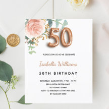 Budget 50. Geburtstag Rose Gold Eukalyptus floral