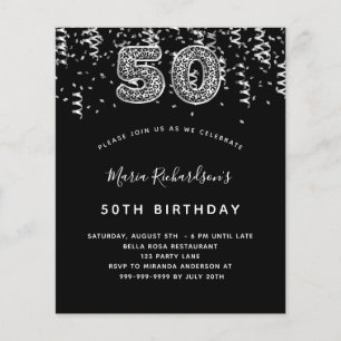 Budget 50. Geburtstag schwarz silber Leoparden Par