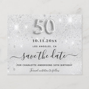 Budget 50. Geburtstag Silber Glitter Save the Date