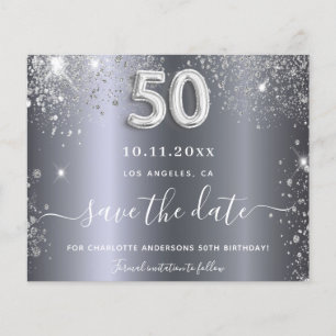 Budget 50. Geburtstag Silber Glitzer Save the Date