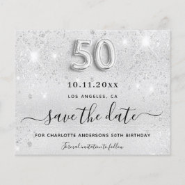 Budget 50. Geburtstag Silber Glitzer Save the Date