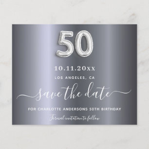 Budget 50. Geburtstag Silbermetall Save the Date