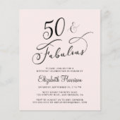 Budget 50. Geburtstagsparty Rosa Einladung (Vorderseite)