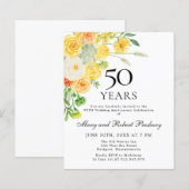 Budget 50 Jahre Jubiläum Gelbe Blüte Einladung (Vorne/Hinten)