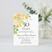Budget 50 Jahre Jubiläum Gelbe Blüte Einladung (Stehend Vorderseite)