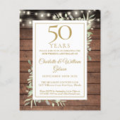 Budget 50 Jahre Jubiläum Rustikale Grüne Einladung (Vorderseite)
