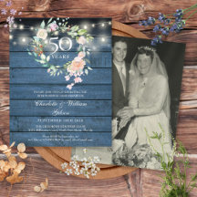 Budget 50 Jubiläum Foto Rustic Floral Einladung