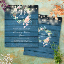 Budget 50. Jubiläums-Rustic-Floral-Einladung