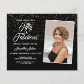 Budget 50 und fabelhafte Gold Glitzer Einladung (Vorderseite)