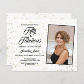 Budget 50 und fabelhafte Gold Stars Einladung (Vorne/Hinten)