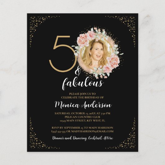 Budget 50 und fabelhaftes 50. Geburtstag Schwarzes (Vorderseite)